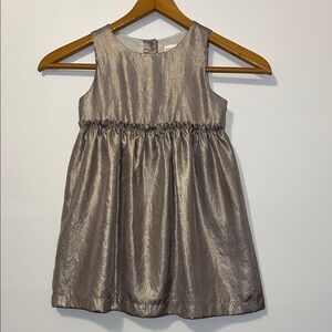 GYMBOREE Girls 4 Sleeveless Dress Holiday Gold Metallic Shimmer Shiny Lined